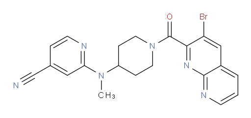 2-((1-(3-bromo-1,8-naphthyridine-2-carbonyl)piperidin-4-yl)(methyl)amino)isonicotinonitrile