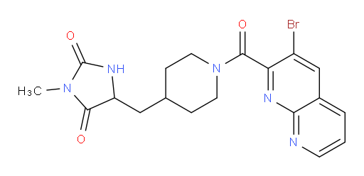 5-((1-(3-bromo-1,8-naphthyridine-2-carbonyl)piperidin-4-yl)methyl)-3-methylimidazolidine-2,4-dione
