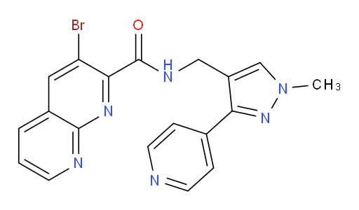 3-bromo-N-((1-methyl-3-(pyridin-4-yl)-1H-pyrazol-4-yl)methyl)-1,8-naphthyridine-2-carboxamide