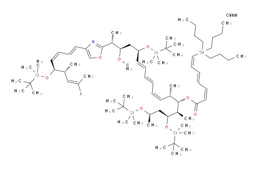 (2Z,4E,6Z)-(5R,7S,8R,9S,10S,11Z,13E,15E,17R)-7-((tert-butyldimethylsilyl)oxy)-17-((2R,3R)-3-(4-((1E,3Z,5S,6R,7E)-5-((tert-butyldimethylsilyl)oxy)-8-iodo-6-methylnona-1,3,7-trien-1-yl)oxazol-2-yl)-2-methoxybutyl)-2,2,3,3,5,8,10,19,19,20,20-undecamethyl-4,18-dioxa-3,19-disilahenicosa-11,13,15-trien-9-yl 7-(tributylstannyl)hepta-2,4,6-trienoate