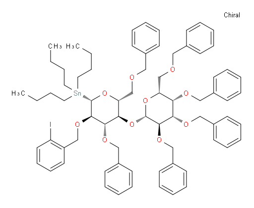 ((2S,3R,4S,5R,6R)-4-(benzyloxy)-6-((benzyloxy)methyl)-3-((2-iodobenzyl)oxy)-5-(((2S,3R,4S,5S,6R)-3,4,5-tris(benzyloxy)-6-((benzyloxy)methyl)tetrahydro-2H-pyran-2-yl)oxy)tetrahydro-2H-pyran-2-yl)tributylstannane