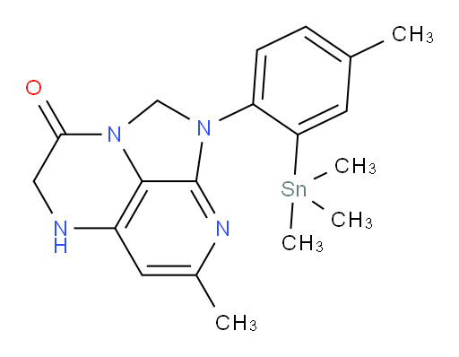 7-methyl-1-(4-methyl-2-(trimethylstannyl)phenyl)-4,5-dihydro-1H-1,2a,5,8-tetraazaacenaphthylen-3(2H)-one