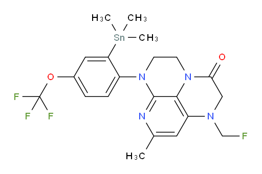 1-(fluoromethyl)-8-methyl-6-(4-(trifluoromethoxy)-2-(trimethylstannyl)phenyl)-1,2,5,6-tetrahydro-1,3a,6,7-tetraazaphenalen-3(4H)-one