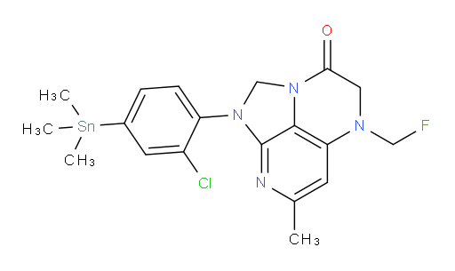 1-(2-chloro-4-(trimethylstannyl)phenyl)-5-(fluoromethyl)-7-methyl-4,5-dihydro-1H-1,2a,5,8-tetraazaacenaphthylen-3(2H)-one