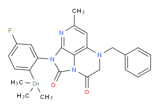 5-benzyl-1-(5-fluoro-2-(trimethylstannyl)phenyl)-7-methyl-4,5-dihydro-1H-1,2a,5,8-tetraazaacenaphthylene-2,3-dione