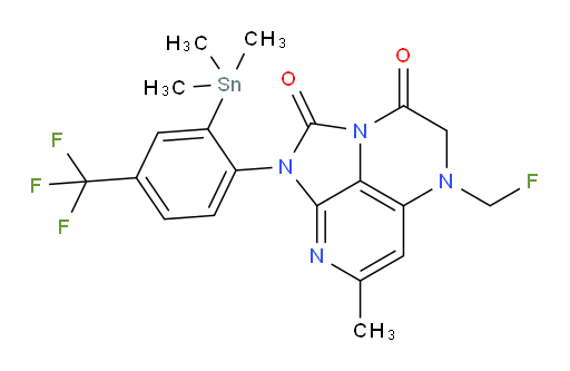 5-(fluoromethyl)-7-methyl-1-(4-(trifluoromethyl)-2-(trimethylstannyl)phenyl)-4,5-dihydro-1H-1,2a,5,8-tetraazaacenaphthylene-2,3-dione
