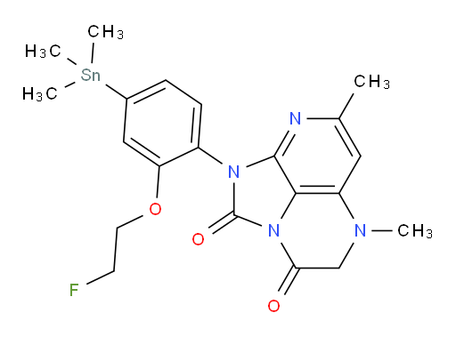 1-(2-(2-fluoroethoxy)-4-(trimethylstannyl)phenyl)-5,7-dimethyl-4,5-dihydro-1H-1,2a,5,8-tetraazaacenaphthylene-2,3-dione