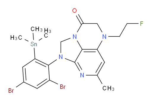 1-(2,4-dibromo-6-(trimethylstannyl)phenyl)-5-(2-fluoroethyl)-7-methyl-4,5-dihydro-1H-1,2a,5,8-tetraazaacenaphthylen-3(2H)-one
