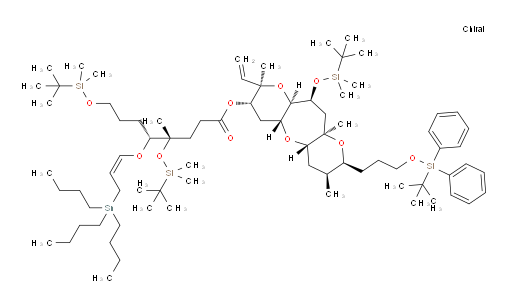 (4S,5R)-(2R,3S,4aR,5aS,7S,8S,9aR,11S,11aR)-11-((tert-butyldimethylsilyl)oxy)-8-(3-((tert-butyldiphenylsilyl)oxy)propyl)-2,7,9a-trimethyl-2-vinyldodecahydrodipyrano[3,2-b:2',3'-f]oxepin-3-yl 4,8-bis((tert-butyldimethylsilyl)oxy)-4-methyl-5-(((Z)-3-(tributylstannyl)prop-1-en-1-yl)oxy)octanoate