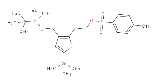 2-(3-(((tert-butyldimethylsilyl)oxy)methyl)-5-(trimethylstannyl)furan-2-yl)ethyl 4-methylbenzenesulfonate