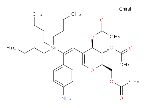 (2R,3S,4R)-2-(acetoxymethyl)-5-((E)-2-(4-aminophenyl)-2-(tributylstannyl)vinyl)-3,4-dihydro-2H-pyran-3,4-diyl diacetate