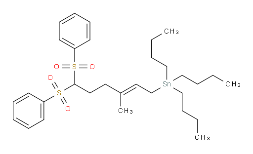 (E)-三丁基(3-甲基-6,6-双(苯基磺酰基)己-2-烯-1-基)锡烷