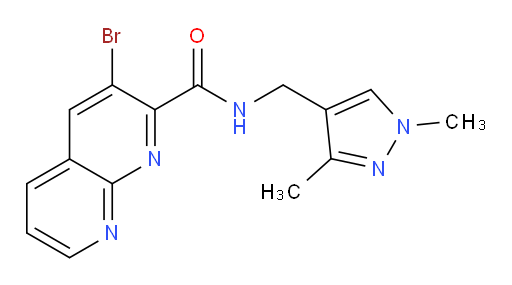 3-bromo-N-((1,3-dimethyl-1H-pyrazol-4-yl)methyl)-1,8-naphthyridine-2-carboxamide
