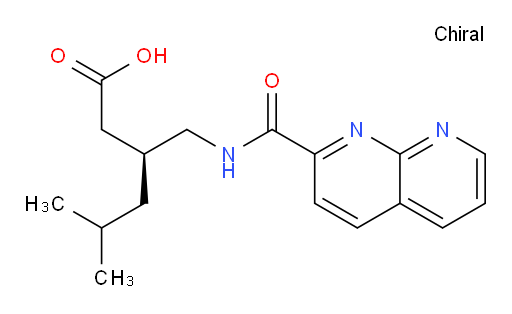 (S)-3-((1,8-naphthyridine-2-carboxamido)methyl)-5-methylhexanoic acid