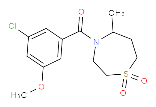 (3-chloro-5-methoxyphenyl)(5-methyl-1,1-dioxido-1,4-thiazepan-4-yl)methanone
