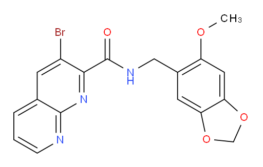 3-bromo-N-((6-methoxybenzo[d][1,3]dioxol-5-yl)methyl)-1,8-naphthyridine-2-carboxamide