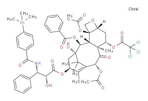 (2aR,4S,4aS,6R,9S,11S,12S,12aR,12bS)-12-(benzoyloxy)-11-hydroxy-9-(((2R,3S)-2-hydroxy-3-phenyl-3-(4-(trimethylstannyl)benzamido)propanoyl)oxy)-4a,8,13,13-tetramethyl-5-oxo-4-(2,2,2-trichloroacetoxy)-2a,3,4,4a,5,6,9,10,11,12,12a,12b-dodecahydro-1H-7,11-methanocyclodeca[3,4]benzo[1,2-b]oxete-6,12b-diyl diacetate