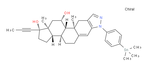 (1S,3aS,3bS,10aR,10bS,11S,12aS)-10a,12a-dimethyl-1-(prop-1-yn-1-yl)-7-(4-(trimethylstannyl)phenyl)-1,2,3,3a,3b,4,5,7,10,10a,10b,11,12,12a-tetradecahydrocyclopenta[5,6]naphtho[1,2-f]indazole-1,11-diol