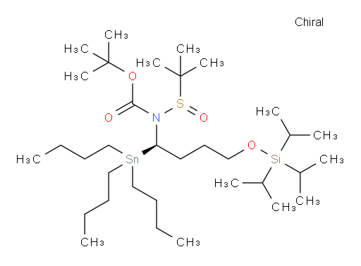 tert-butyl tert-butylsulfinyl((R)-1-(tributylstannyl)-4-((triisopropylsilyl)oxy)butyl)carbamate