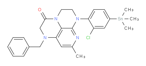 1-benzyl-6-(2-chloro-4-(trimethylstannyl)phenyl)-8-methyl-1,2,5,6-tetrahydro-1,3a,6,7-tetraazaphenalen-3(4H)-one