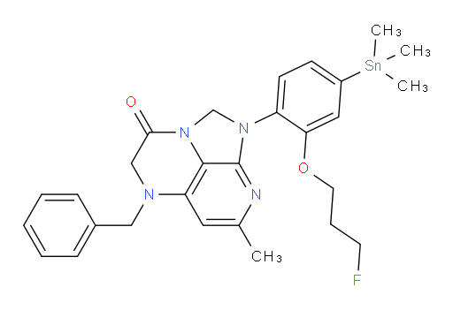 5-benzyl-1-(2-(3-fluoropropoxy)-4-(trimethylstannyl)phenyl)-7-methyl-4,5-dihydro-1H-1,2a,5,8-tetraazaacenaphthylen-3(2H)-one