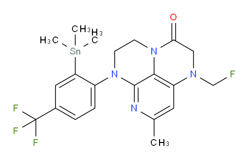 1-(fluoromethyl)-8-methyl-6-(4-(trifluoromethyl)-2-(trimethylstannyl)phenyl)-1,2,5,6-tetrahydro-1,3a,6,7-tetraazaphenalen-3(4H)-one