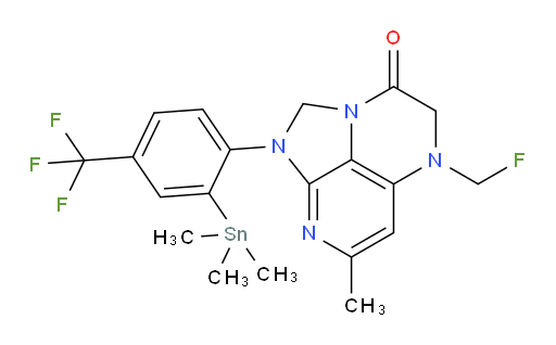 5-(fluoromethyl)-7-methyl-1-(4-(trifluoromethyl)-2-(trimethylstannyl)phenyl)-4,5-dihydro-1H-1,2a,5,8-tetraazaacenaphthylen-3(2H)-one