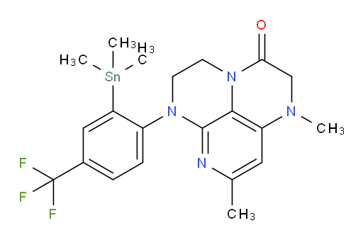 1,8-dimethyl-6-(4-(trifluoromethyl)-2-(trimethylstannyl)phenyl)-1,2,5,6-tetrahydro-1,3a,6,7-tetraazaphenalen-3(4H)-one