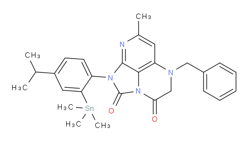 5-benzyl-1-(4-isopropyl-2-(trimethylstannyl)phenyl)-7-methyl-4,5-dihydro-1H-1,2a,5,8-tetraazaacenaphthylene-2,3-dione