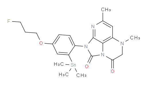 1-(4-(3-fluoropropoxy)-2-(trimethylstannyl)phenyl)-5,7-dimethyl-4,5-dihydro-1H-1,2a,5,8-tetraazaacenaphthylene-2,3-dione