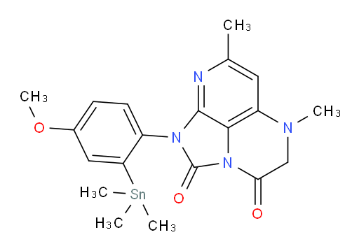 1-(4-methoxy-2-(trimethylstannyl)phenyl)-5,7-dimethyl-4,5-dihydro-1H-1,2a,5,8-tetraazaacenaphthylene-2,3-dione