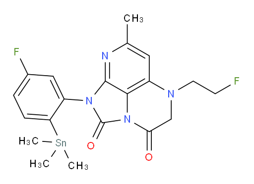 1-(5-fluoro-2-(trimethylstannyl)phenyl)-5-(2-fluoroethyl)-7-methyl-4,5-dihydro-1H-1,2a,5,8-tetraazaacenaphthylene-2,3-dione