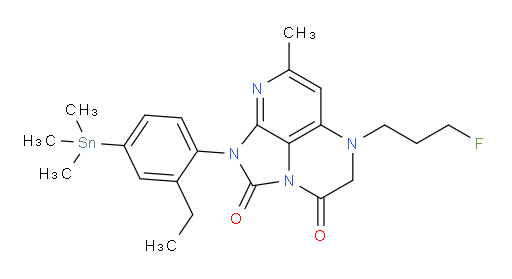 1-(2-ethyl-4-(trimethylstannyl)phenyl)-5-(3-fluoropropyl)-7-methyl-4,5-dihydro-1H-1,2a,5,8-tetraazaacenaphthylene-2,3-dione
