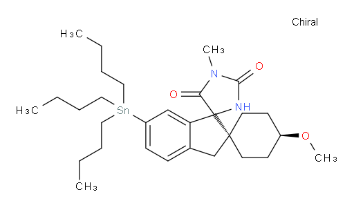 trans-4-Methoxy-1′′-methyl-6′-(tributylstannyl)dispiro[cyclohexane-1,2′-[2H]indene-1′(3′H),4′′-imidazolidine]-2′′,5′′-dione