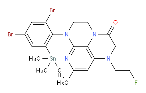 6-(2,4-dibromo-6-(trimethylstannyl)phenyl)-1-(2-fluoroethyl)-8-methyl-1,2,5,6-tetrahydro-1,3a,6,7-tetraazaphenalen-3(4H)-one