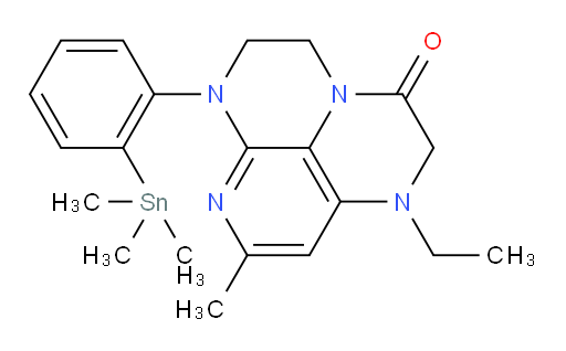 1-ethyl-8-methyl-6-(2-(trimethylstannyl)phenyl)-1,2,5,6-tetrahydro-1,3a,6,7-tetraazaphenalen-3(4H)-one