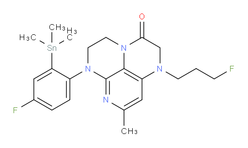 6-(4-fluoro-2-(trimethylstannyl)phenyl)-1-(3-fluoropropyl)-8-methyl-1,2,5,6-tetrahydro-1,3a,6,7-tetraazaphenalen-3(4H)-one