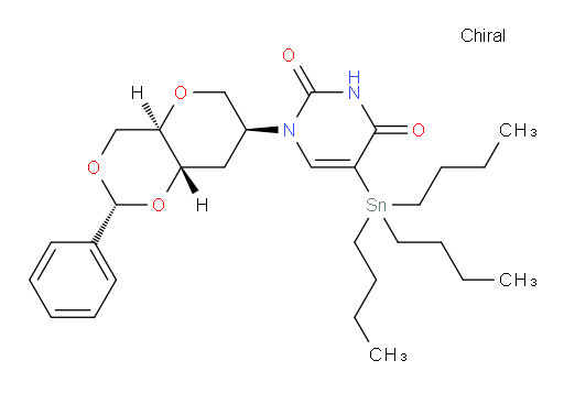 1-((2R,4aR,7S,8aS)-2-phenylhexahydropyrano[3,2-d][1,3]dioxin-7-yl)-5-(tributylstannyl)pyrimidine-2,4(1H,3H)-dione