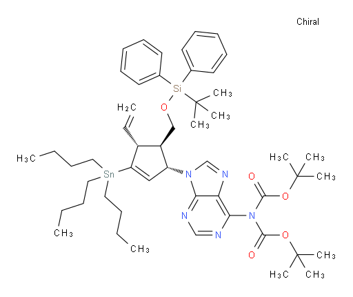 1,3-Bis(1,1-dimethylethyl) 2-[9-[(1S,4R,5R)-5-[[[(1,1-dimethylethyl)diphenylsilyl]oxy]methyl]-4-ethenyl-3-(tributylstannyl)-2-cyclopenten-1-yl]-9H-purin-6-yl]imidodicarbonate