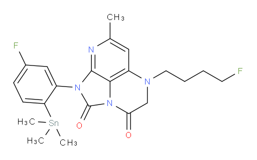 1-(5-fluoro-2-(trimethylstannyl)phenyl)-5-(4-fluorobutyl)-7-methyl-4,5-dihydro-1H-1,2a,5,8-tetraazaacenaphthylene-2,3-dione