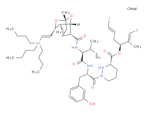 (S)-(S,1E,5E)-1,6-二碘-2-甲基六-1,5-二烯-3-基 1-((S)-2-((S)-2-((1R,3R,4R,5S,6R)-1,4-二甲基-3-((E)-2-(三丁基锡基)乙烯基)-2,9-二氧杂双环[3.3.1]壬烷-6-甲酰胺基)-3-甲基butan乙酰胺基)-3-(3-羟基苯基)丙酰)六氢哒嗪-3-甲酸酯