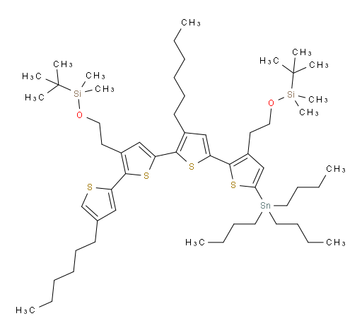 (((4',4'''-dihexyl-5-(tributylstannyl)-[2,2':5',2'':5'',2'''-quaterthiophene]-3,4''-diyl)bis(ethane-2,1-diyl))bis(oxy))bis(tert-butyldimethylsilane)