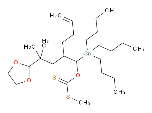 O-(2-(2-(1,3-二氧杂环戊烷-2-基)-2-甲基丙基)-1-(三丁基锡基)己-5-烯-1-基) S-甲基 二硫代甲酸酯