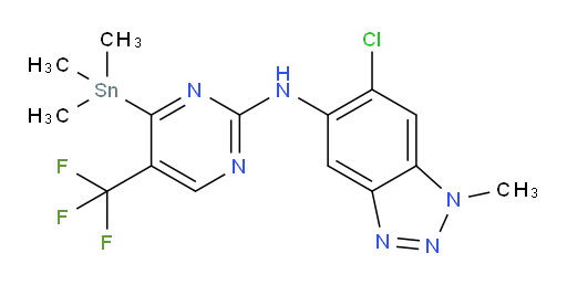 6-chloro-1-methyl-N-(5-(trifluoromethyl)-4-(trimethylstannyl)pyrimidin-2-yl)-1H-benzo[d][1,2,3]triazol-5-amine