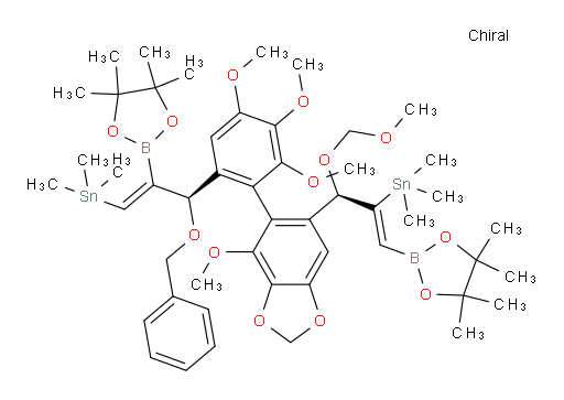 ((3S,E)-3-(苄氧基)-2-(4,4,5,5-四甲基-1,3,2-二氧杂环己硼烷-2-基)-3-(3,4,5-三甲氧基-2-(4-甲氧基-6-((R,Z)-1-(甲氧基甲氧基)-3-(4,4,5,5-四甲基-1,3,2-二氧杂环己硼烷-2-基)-2-(三甲基锡基)烯丙基)苯并[d][1,3]二氧杂环戊烯-5-基)苯基)丙烯-1-基)三甲基锡烷