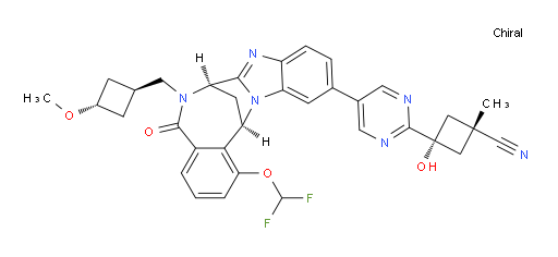 (1S,3s)-3-(5-((7R,14R)-1-(difluoromethoxy)-6-(((1r,3R)-3-methoxycyclobutyl)methyl)-5-oxo-5,6,7,14-tetrahydro-7,14-methanobenzo[f]benzo[4,5]imidazo[1,2-a][1,4]diazocin-11-yl)pyrimidin-2-yl)-3-hydroxy-1-methylcyclobutanecarbonitrile