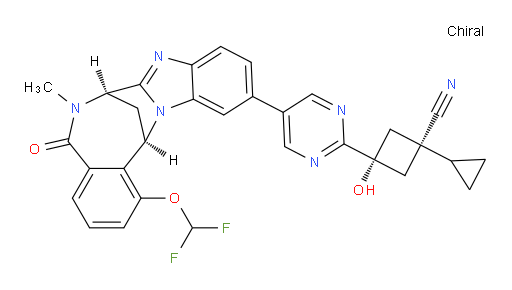 (1S,3s)-1-cyclopropyl-3-(5-((7R,14R)-1-(difluoromethoxy)-6-methyl-5-oxo-5,6,7,14-tetrahydro-7,14-methanobenzo[f]benzo[4,5]imidazo[1,2-a][1,4]diazocin-11-yl)pyrimidin-2-yl)-3-hydroxycyclobutanecarbonitrile