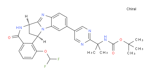 N-[1-[5-[(7R,14R)-1-(difluoromethoxy)-5,6,7,14-tetrahydro-5-oxo-7,14-methanobenzimidazo[1,2-b][2,5]benzodiazocin-11-yl]pyrimidin-2-yl]-1-methylethyl]carbamic acid tert-butyl ester
