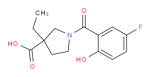 3-ethyl-1-(5-fluoro-2-hydroxybenzoyl)pyrrolidine-3-carboxylic acid