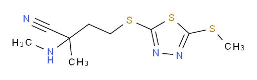2-methyl-2-(methylamino)-4-((5-(methylthio)-1,3,4-thiadiazol-2-yl)thio)butanenitrile